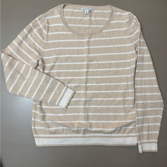 J CREW Mercantile Women's Striped cream/Tan Sweater EUC! - Picture 2 of 10